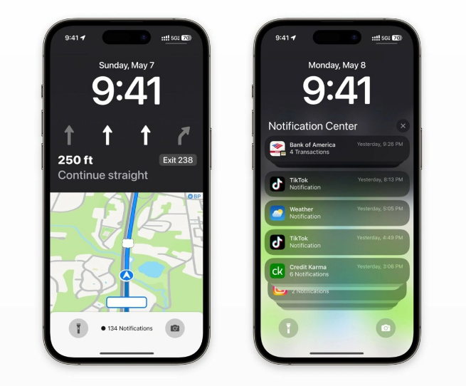 信阳苹果维修服务分享iOS17锁屏地图导航半屏显示长什么样 